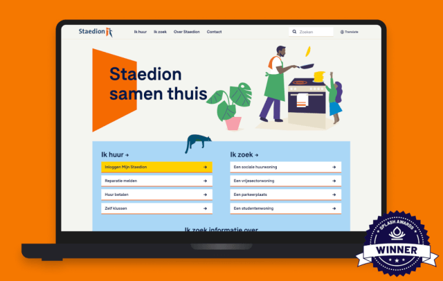 Staedion-website op laptopscherm