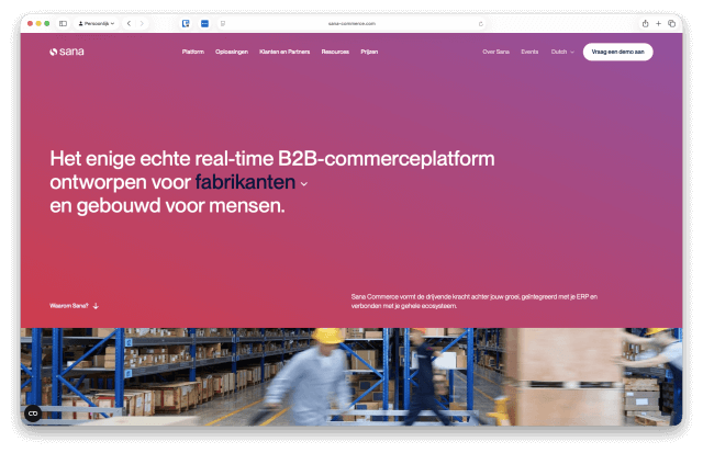 Screenweergave homepage Sana Commerce