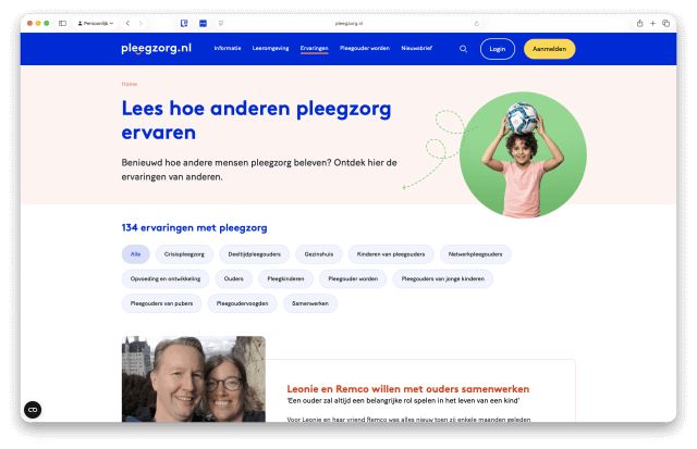 Screenshot website PleegzorgNL