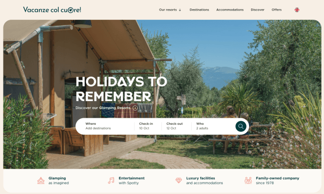 Screenshot website Vancanze col Cure