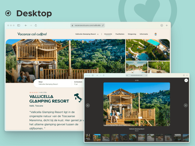 Desktopweergave website Vacanze col Cure